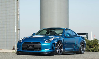 Nissan GTR, Lowered, Spolier, Blue, Custom Wheels HD wallpaper