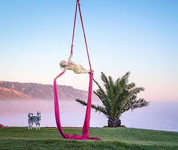 Aerial silks and fire dance, Cynthia Currie, Fiery movements, Aerial performance HD wallpaper