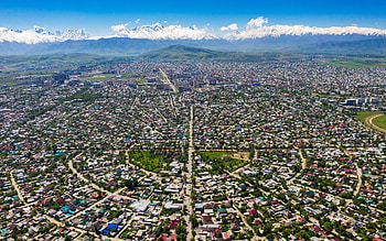 Bishkek, morning, Bishkek panorama, Bishkek cityscape, buildings, Kyrgyzstan HD wallpaper