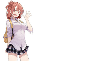 Yuigahama Yui, Ore no Seishun Love Comedy, White Background, Pink Hair HD wallpaper