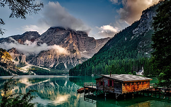 Beautiful place to live, sky, nature, mountains, water HD wallpaper