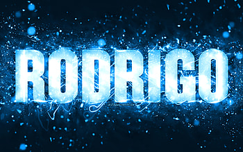 Happy Birtay Rodrigo, , blue neon lights, Rodrigo name, creative, Rodrigo Happy Birtay, Rodrigo Birtay, popular american male names, with Rodrigo name, Rodrigo HD wallpaper