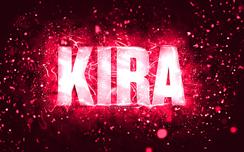 Happy Birtay Kira, , pink neon lights, Kira name, creative, Kira Happy Birtay, Kira Birtay, popular american female names, with Kira name, Kira HD wallpaper