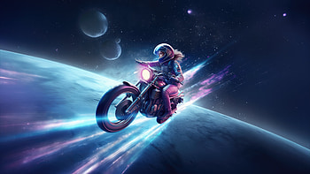 Sky Rider, space, biker, artist, artwork, digital-art, artstation HD wallpaper