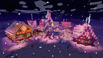 Christmas Village Minecraft, video game, Minecraft HD wallpaper