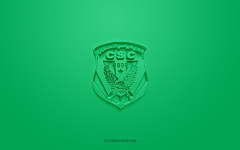 CS Constantine, creative 3D logo, green background, Algerian football club, Ligue Professionnelle 1, Constantine, Algeria, 3d art, football, CS Constantine 3d logo HD wallpaper