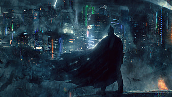 Batman Watching Gotham, batman, superheroes, digital-art, artwork, deviantart HD wallpaper