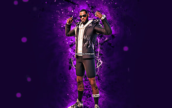LeBron James, , violet neon lights, Fortnite Battle Royale, Fortnite characters, LeBron James Skin, Fortnite, LeBron James Fortnite HD wallpaper