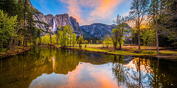 Yosemite NP, reflection, trees, beautiful, Yosemite, rocks, mountain, river, national park, cliffs, view, waterfall HD wallpaper