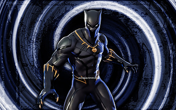 Black Panther, blue grunge background, Fortnite, vortex, Fortnite characters, Black Panther Skin, Fortnite Battle Royale, Black Panther Fortnite HD wallpaper