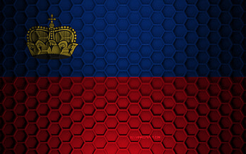 Liechtenstein flag, 3d hexagons texture, Liechtenstein, 3d texture, Liechtenstein 3d flag, metal texture, flag of Liechtenstein HD wallpaper