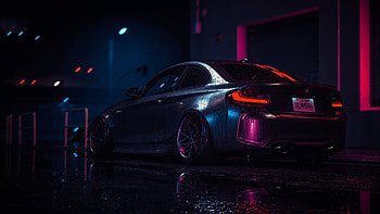 Dark digital art, Rain glowing, Car wallha, Digital art vehicle HD wallpaper