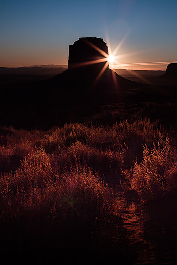 Landscape, Sunset, Sun, Rock, Dark HD phone wallpaper