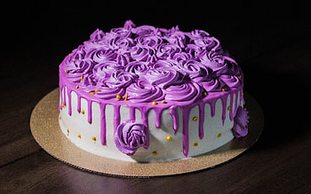 purple cream cake, cheesecake, rose cake, sweets, cream roses, cakes HD wallpaper