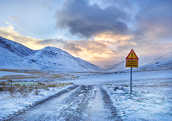 Nature, Sky, Mountains, Clouds, Snow, Road, Sign, Warning, Protectors HD wallpaper