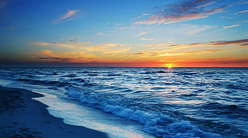 Sunset, sea, nature, beach HD wallpaper