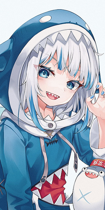 Gawr Gura, art, mouth HD phone wallpaper