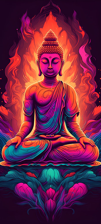 psychedelic vibrant surreal trippy buddha meditating, AI Art, trippy, Abstract, psychedelic HD phone wallpaper