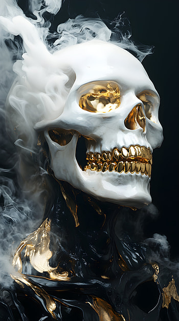 Goldic, skull, gold HD phone wallpaper