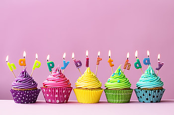 Happy Birtay!, sweet, colorful, pink, candle, dessert, birtay, food, cupcakes HD wallpaper