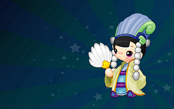 Vector, , Drawing, Girl, Stroll, Fan, Costume HD wallpaper