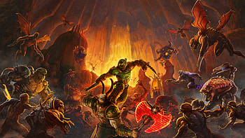 Doomguy's Epic Battle: DOOM Eternal Ultra, Doomguy, video game, DOOM Eternal HD wallpaper
