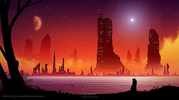 Art, Night, Vector, Couple, Pair, Silhouettes, Kiss HD wallpaper