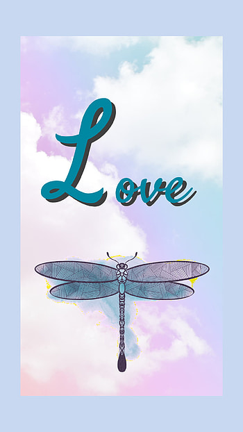 Love, dragonfly, sky, aqua HD phone wallpaper