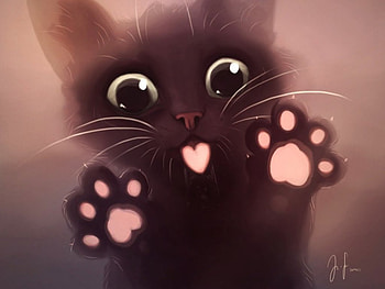 Untitled , black, kitty, anime, heart, paws HD wallpaper