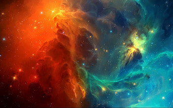 Orange & Blue Space HD wallpaper