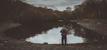 Nature, Trees, Human, Person, Overcast, Mainly Cloudy, Gloomy, Gloomily, Pond HD wallpaper
