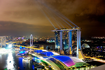 Singapore Skyline, Night graphy, Marina Bay Sands HD wallpaper