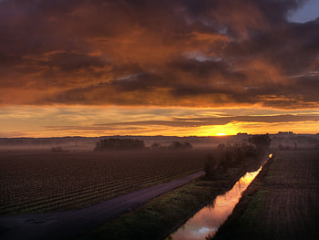 Nature, Sunset, Horizon, Road, Field, Agriculture HD wallpaper