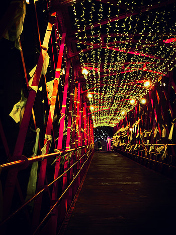 Cities, Bridge, Illumination, Decoration, Lighting, Illuminations HD phone wallpaper