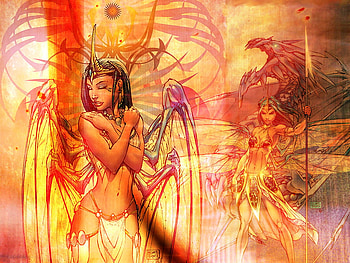 Fantasy, wings, comic, female HD wallpaper