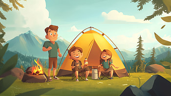 Happy Family Camping Trip -, Happy, Happy Family, camping trip, camping HD wallpaper