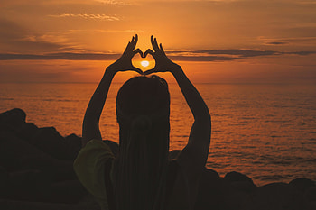 Nature, Sunset, Hands, Heart, Back HD wallpaper