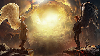 Good Omens: Celestial Standoff Heaven vs Hell: Good Omens HD wallpaper