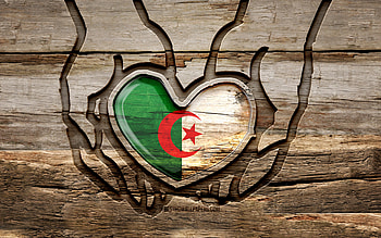 I love Algeria, , wooden carving hands, Day of Algeria, algerian flag, Flag of Algeria, Take care Algeria, creative, Algeria flag, Algeria flag in hand, wood carving, african countries, Algeria HD wallpaper