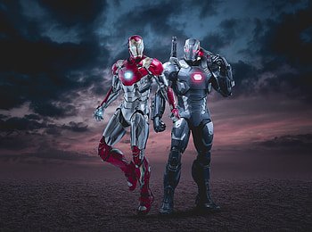 War Machine and Iron man, marvel, superheroes, art HD wallpaper