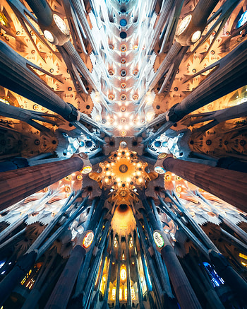 Architecture, Interior, Miscellanea, Miscellaneous, Design, Modern, Column, Ceiling, Columns HD phone wallpaper