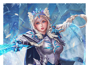 Frozen Knight Elsa, blue, white, sword, frozen, knight, girl, elsa, prywinko art, snow queen, fantasy, prywinko, luminos HD wallpaper