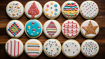 Colorful Decorated Cookies, food, Sugar Cookie, cookie, sweets, Christmas HD wallpaper