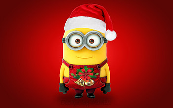 christmas santa minion, cap, minion, christmas, santa HD wallpaper