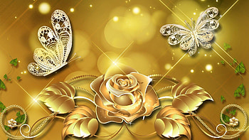 Beauty Gold Flower and Buterfly, Windows , . HD wallpaper