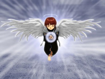 Littlest Angel, sunshine, wings, winged, anime, clouds, halo, sky HD wallpaper