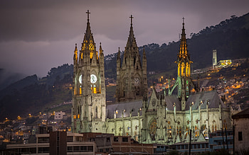 Ecuador basilika Quito, Evening chapel, Roman Catholic church, Monitor HD wallpaper