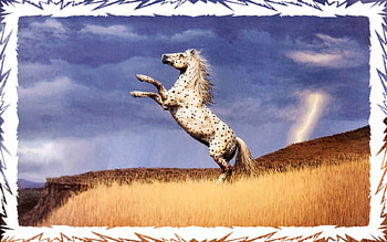 Startled - Horse 2, animal, horse, plains, art, lightning, artwork, wide screen, painting, natures forces, equine, storm HD wallpaper
