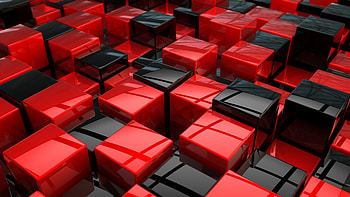 Abstract 3D Cubes Red Black HD wallpaper