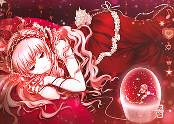 Megurine Luka, luka, red, girl, vocaloid, pink hair, dream HD wallpaper